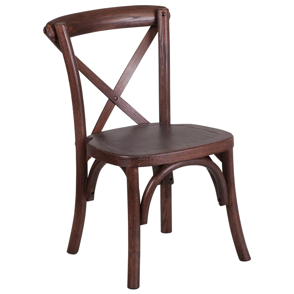 Stackable Mahogany Wood Cross Back Chair W93905