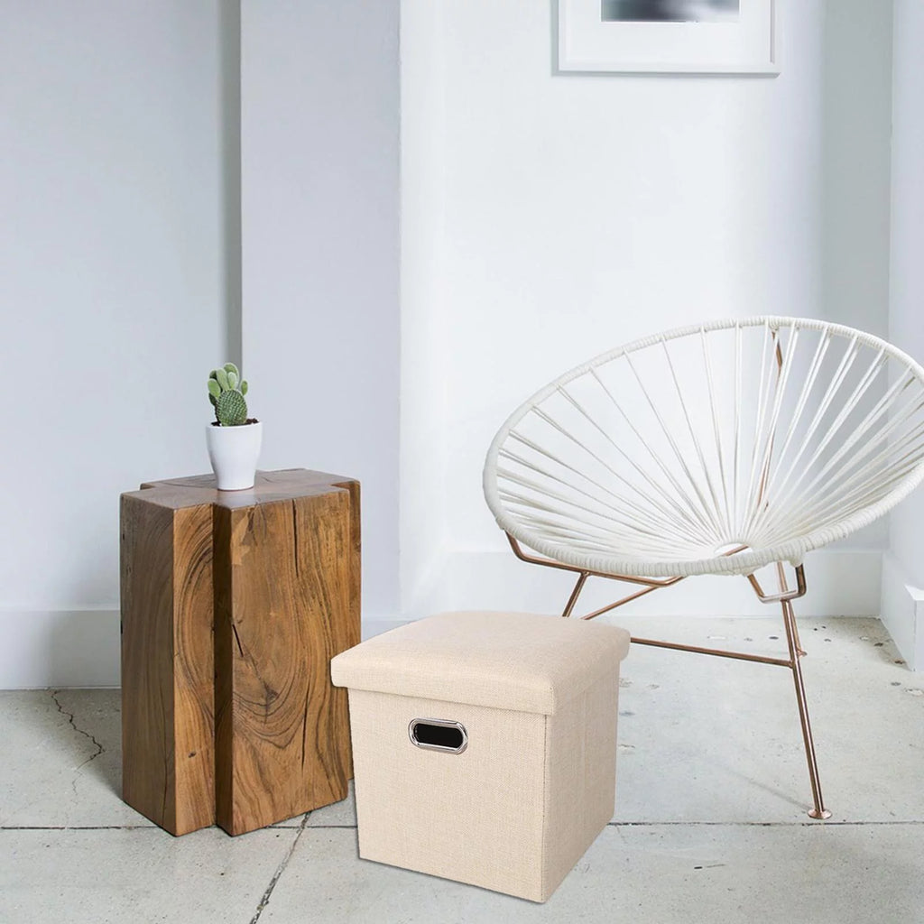 Beige Storage Ottoman Bench Y93585