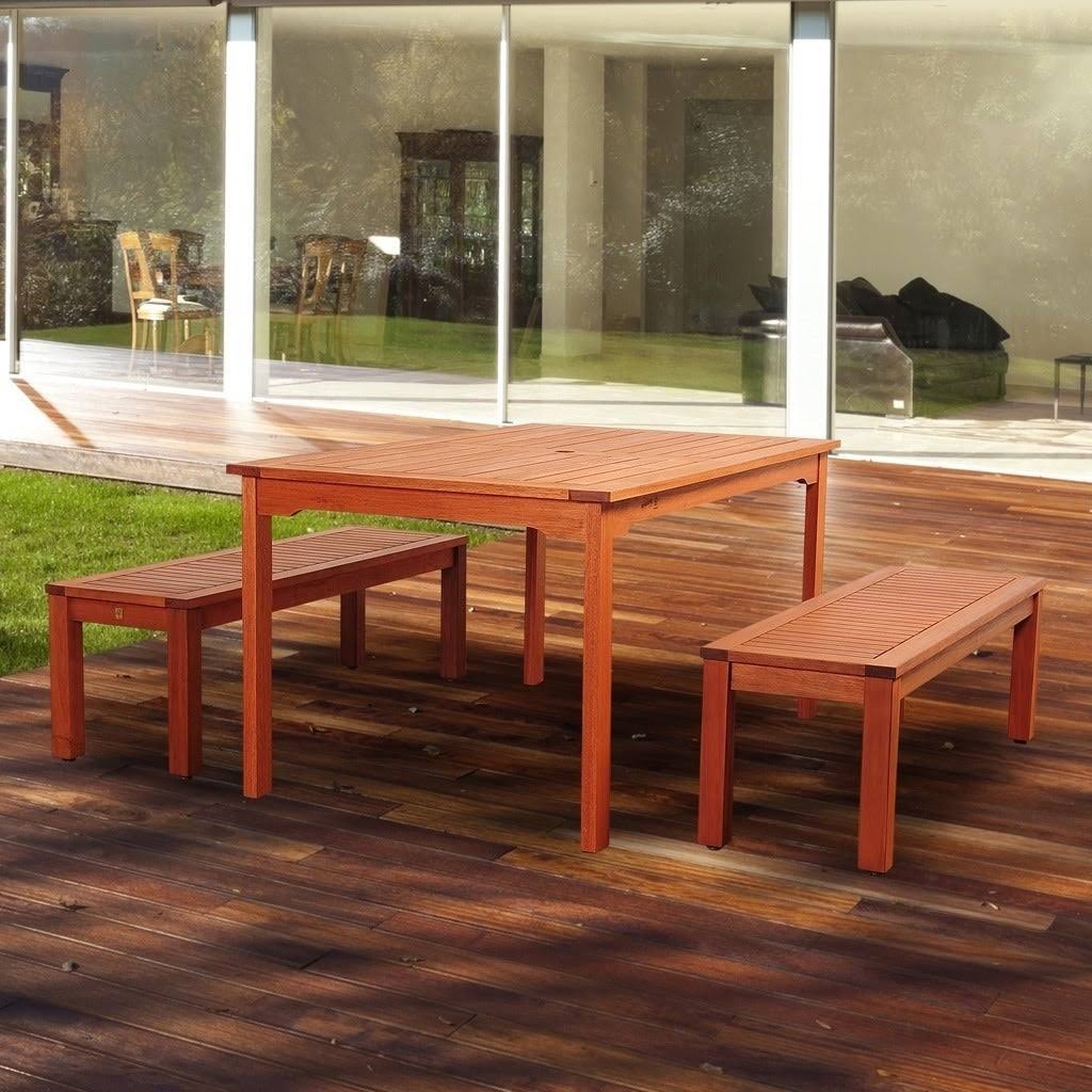 3 Piece Eucalyptus Rectangular Patio Dining Set B22076