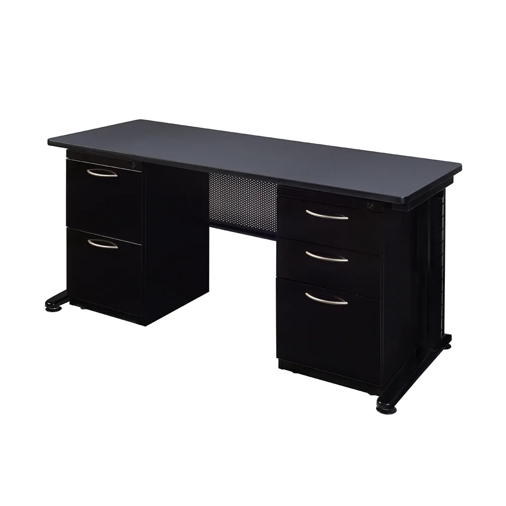 60" x 24" Grey Double Pedestal Desk E4847