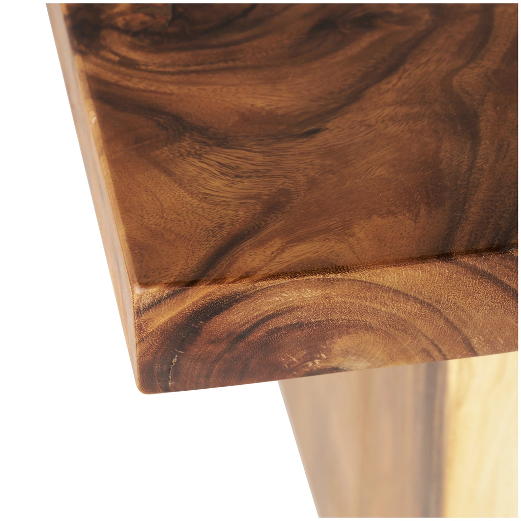Brown Wood Dining Table with Block Style Base G79111