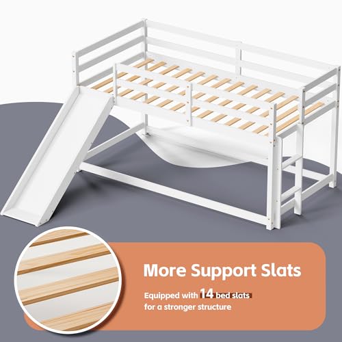 Twin Wood Bunk Bed with Slide and Ladder J619