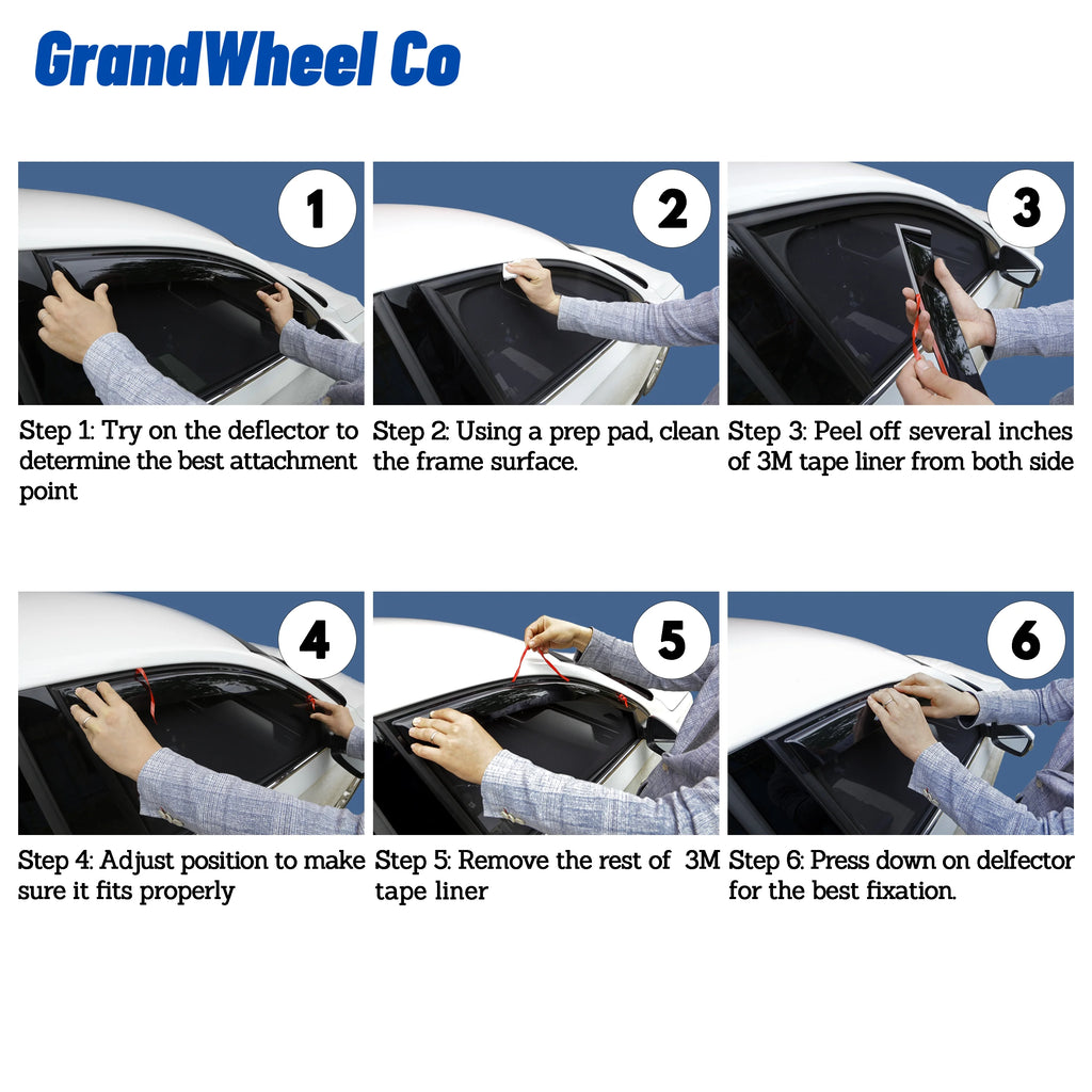 Smoke Tinted Tape-On Side Window Vent Visor Deflectors Rain Guards 4pcs I69497
