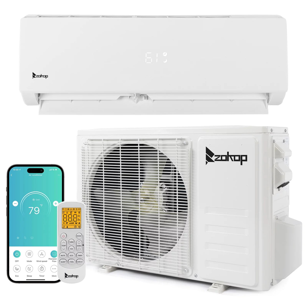9000 BTU Wifi Enabled 19 Seer Mini Split Air Conditioner & Heater N9714