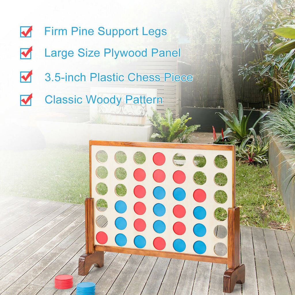 Natural Wooden 4 in A Row Game with Carrying Bag B613