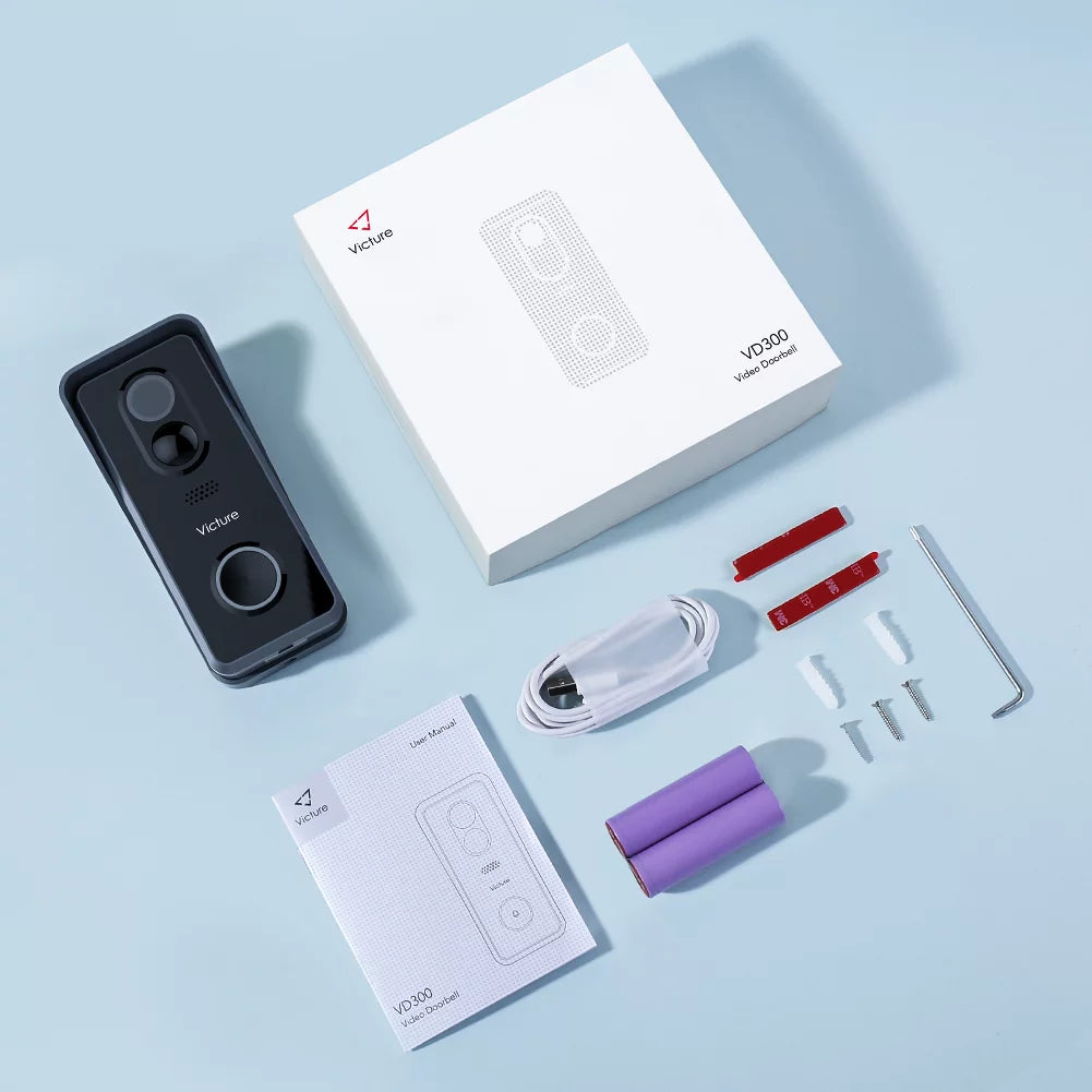 Wireless Video Doorbell Camera 1080P WiFi with Chime and Batteries Black R54536