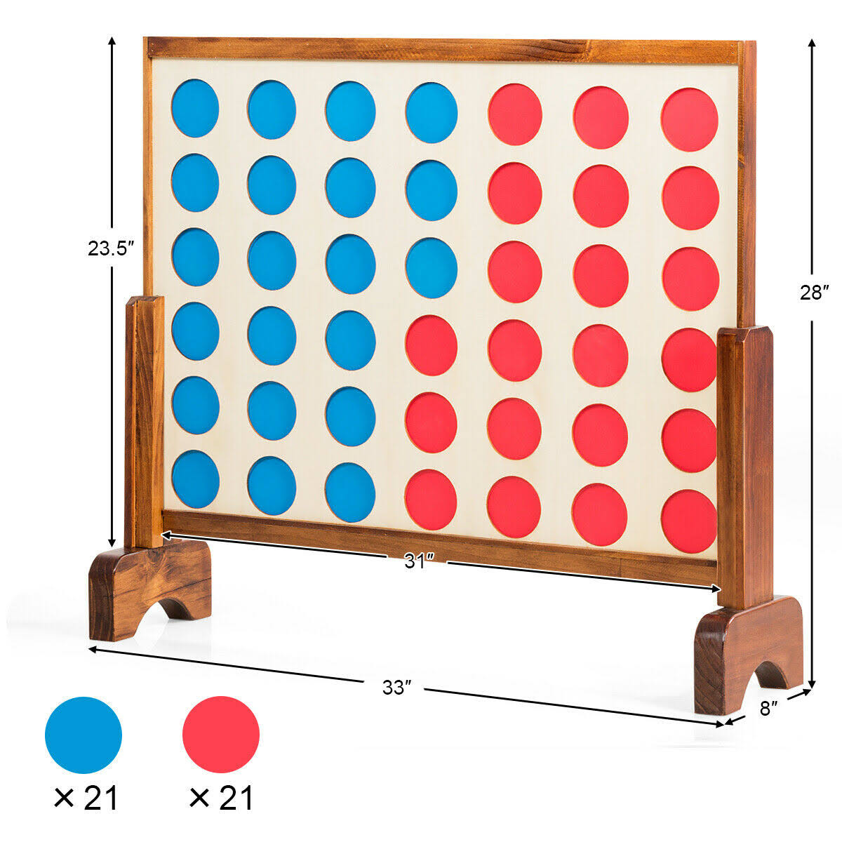 Natural Wooden 4 in A Row Game with Carrying Bag B613