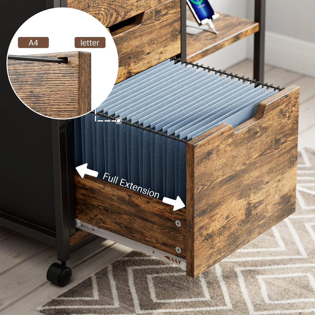 Rolling Wooden File Cabinet with 3 Drawers X945