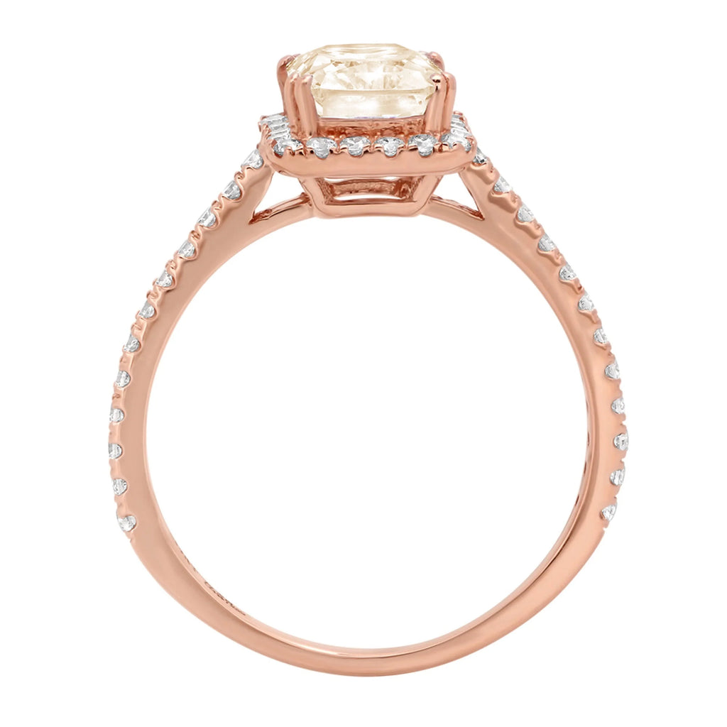 Emerald Cut Yellow Moissanite Halo Ring F1487