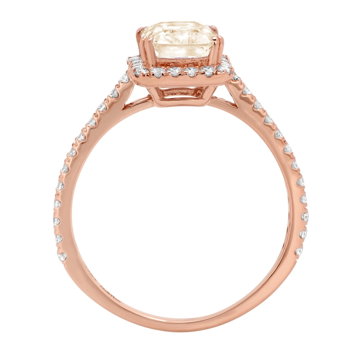Emerald Cut Yellow Moissanite Halo Ring F1487