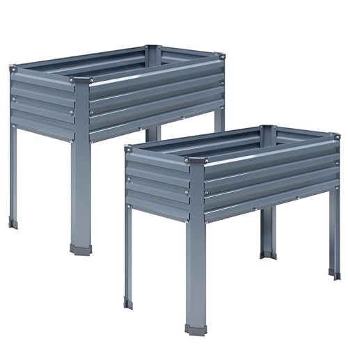 Galvanized Raised Garden Bed with Legs, 2PCS 48×18×30in Elevated Planter Box, Black K962809