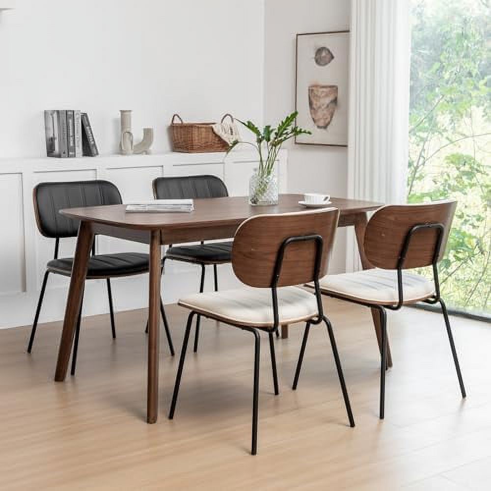 Faux Leather Walnut Dining Chairs with Ergonomic Backrest Upholstered Seat R413