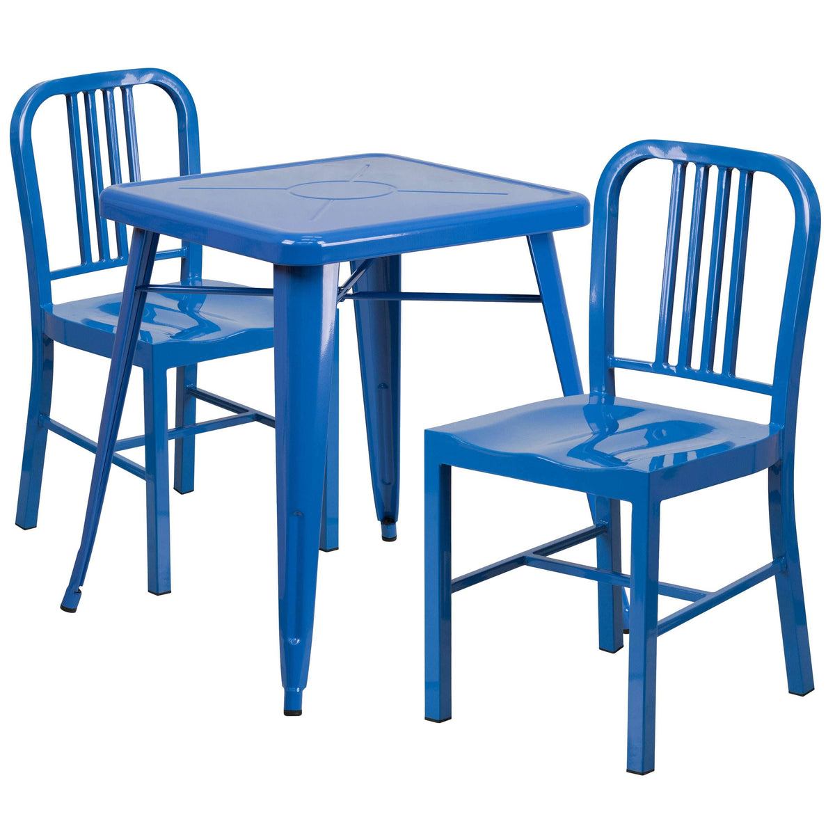 Blue Metal Indoor-Outdoor Table Set with 2 Chairs L853159