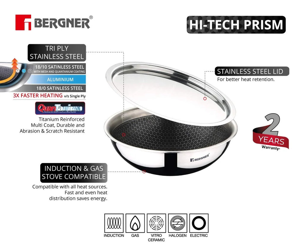 20 Cm Stainless Steel Non Stick Tasra With Lid R487