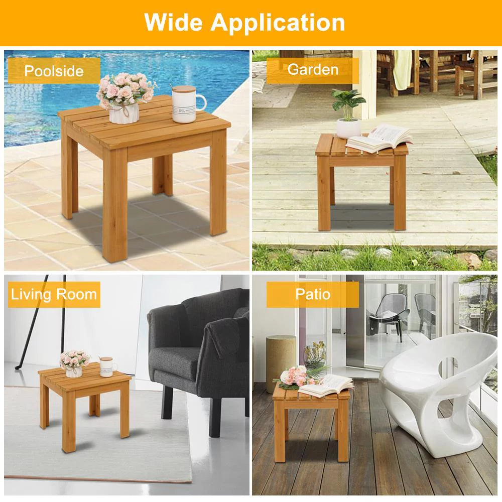 18" Fir Wood Square Side Table V1282