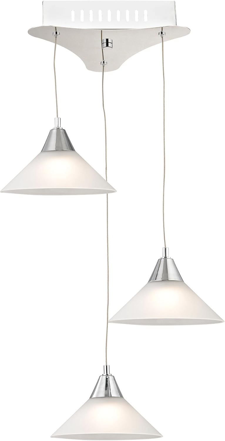 Chrome LED Pendant with White Glass X864
