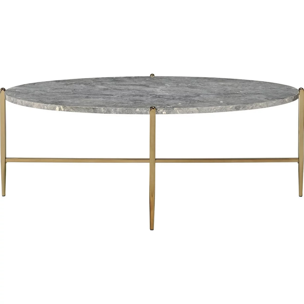 Gray and Gold Oval Marble Top Coffee Table P209